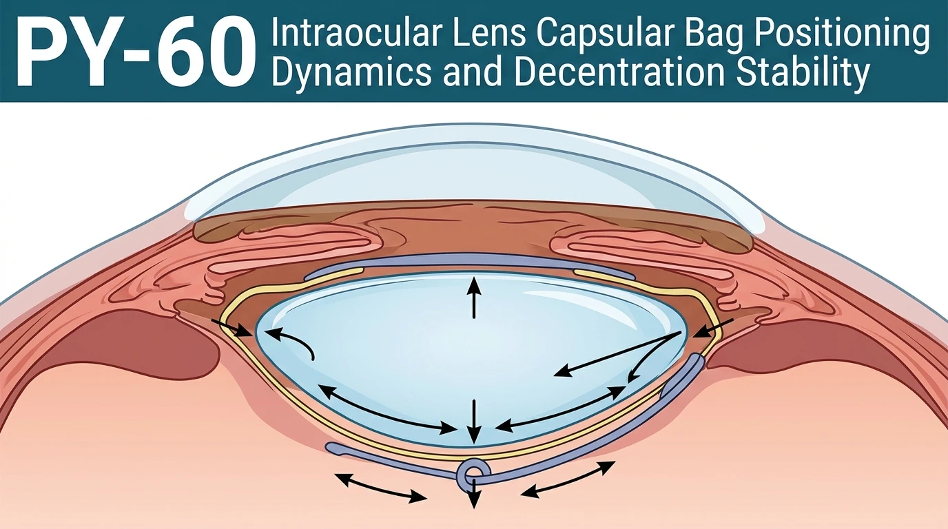 Schematic diagram of capsular bag mechanical positioning pathway in ocular surgery showing haptic force distribution