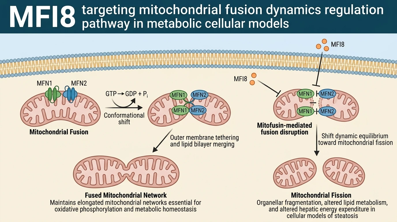 MFI8 targeting mitochondrial fusion dynamics regulation pathway in metabolic cellular models