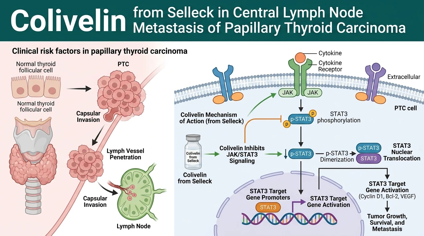 Schematic diagram of STAT3 signaling pathway in papillary thyroid carcinoma presenting nodal spread factors